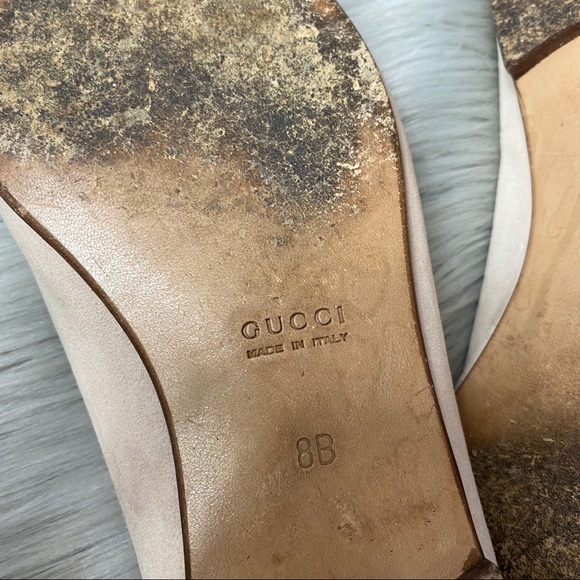GUCCI Ballet Flats Blush Pink Suede GG Logo - Picture 6 of 7